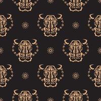 Seamless pattern with a tiger head in a simple style. Good for clothing and textiles. Vector illustration.