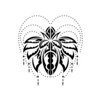 Black and white tattoo lotus pattern in simple style. Yoga symbol. Isolated. Vector