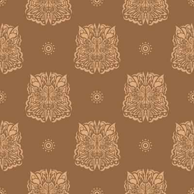 Seamless pattern with a tiger head in a simple style. Good for clothing, textiles and prints. Vector