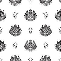 Black-white Seamless pattern with lotuses in Simple style. Good for backgrounds and prints. illustration. vector