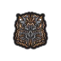 Lion print. Lion's face in boho style. Exclusive style. Vector