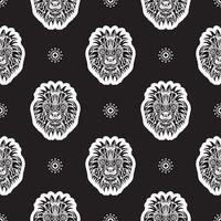 Seamless pattern with a lion's head in a simple style. Good wall wallpaper, fabric, postcards and printing. illustration. vector