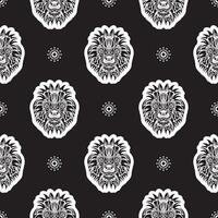 Seamless pattern with a lion's head in a simple style. Good wall wallpaper, fabric, postcards and printing. Vector illustration.