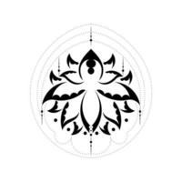 Lotus flower tattoo, yoga or zen decorative element in boho style. Vector illustration.