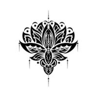 Lotus flower, yoga or zen decorative element in boho style, Indian modern decoration. Vector illustration.