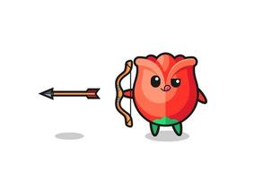 illustration of rose character doing archery vector