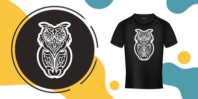 Owl from patterns of polynesia. Outline drawing. Good for prints. Vector