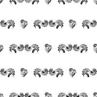 Seamless black and white pattern with monograms in the Baroque style. vector