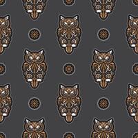 Owls seamless pattern in boho style. Good for backgrounds and prints. vector