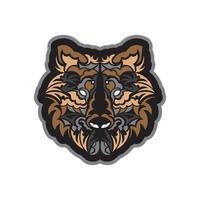 Color Print Polynesian style tiger face. For textiles, postcards, tattoos or T-shirts. Vector illustration.