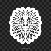 Lion print. Lion's face in boho style. Vector illustrator.