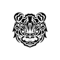 Samoan style tiger face tattoo. Boho tiger face. Isolated. Vector illustration.