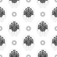 Lotus seamless pattern. Black and white. Good for backgrounds and prints. illustration. vector