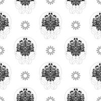 Lotus seamless pattern. Black and white. Good for backgrounds and prints. Vector illustration.