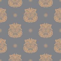 Seamless pattern with a tiger head in a simple style. Good for clothing, textiles and prints. Vector illustration.