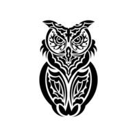 Owl from Polynesian patterns. Isolated on white background. Vector