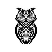 Owl from Polynesian patterns. Isolated on white background. Vector