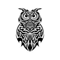 Owl tattoo. Owl from patterns. Good for tattoos and prints. Vector illustration.