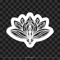 Print Ethnic tattoo Lotus ornament. Patterned Indian lotus. Isolated. Vector illustration.