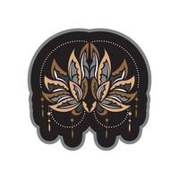 Lotus ornament, ethnic tattoo. Samoan style.Isolated. Color print. Vector illustration.