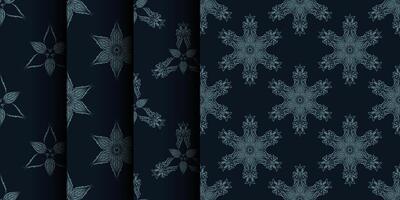 SET Seamless pattern of winter snowflakes. Good for backgrounds and prints. Vector illustration.