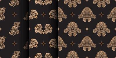 Set of Seamless pattern with Damask element. Good for clothing and textiles. Vector illustration.
