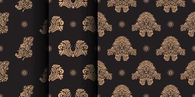 Set of Seamless pattern with Damask element. Good for clothing and textiles. Vector illustration.