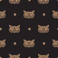 Seamless pattern with owl face. Good for prints and textiles. vector