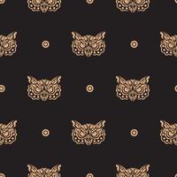 Seamless pattern with owl face. Good for prints and textiles. Vector