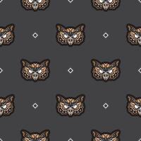 Seamless pattern with owls in boho style. Suitable for backgrounds and prints. Vector illustration.