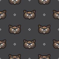 Seamless pattern with owls in boho style. Suitable for backgrounds and prints. Vector illustration.