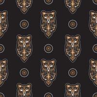 Owls seamless pattern in boho style. Good for backgrounds and prints. illustration. vector