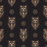 Owls seamless pattern in boho style. Good for backgrounds and prints. Vector illustration.