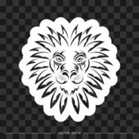 Lion print. Lion face in Mayan style. Vector illustrator.