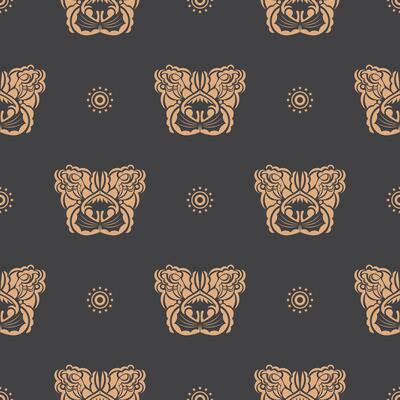 Seamless pattern with a tiger head in a simple style. Good wall wallpaper, postcards and printing. Vector illustration.