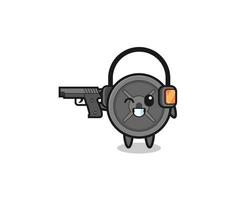 illustration of barbell plate cartoon doing shooting range vector