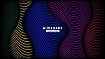 Dynamic colorful dark wave line abstract background template vector