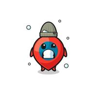 cute cartoon location symbol with shivering expression vector