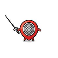 location symbol earth cartoon as fencer mascot vector