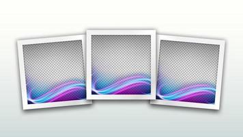 Set of Square Frames Template with wave light effect, Isolated on Bright Background, Vector Illustration