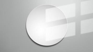 Window Shadow on Empty White Round Frame, Realistic Mockup, Vector Illustration