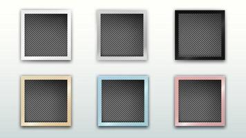 Set of Square Frames Template, Isolated on Bright Background, Vector Illustration