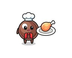 tapioca pearl fried chicken chef cartoon character vector