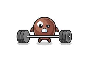 cartoon of tapioca pearl lifting a barbell vector