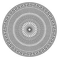 Circle greek mandala design. Round meander borders. Decoration elements patterns. Vector illustration isolated on white background