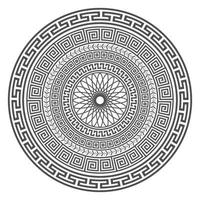 Circle greek mandala design. Round meander borders. Decoration elements patterns. Vector illustration isolated on white background