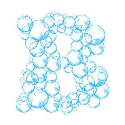 Alphabet of soap bubbles. Water suds letter a. Realistic vector font isolated on white background