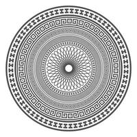 Circle greek mandala design. Round meander borders. Decoration elements patterns. Vector illustration isolated on white background