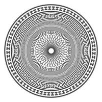 Circle greek mandala design. Round meander borders. Decoration elements patterns. Vector illustration isolated on white background