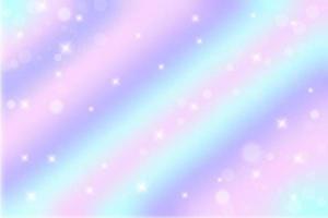 Rainbow fantasy background. Holographic unicorn illustration. Multicolored sky with stars and bokeh. Vector. vector